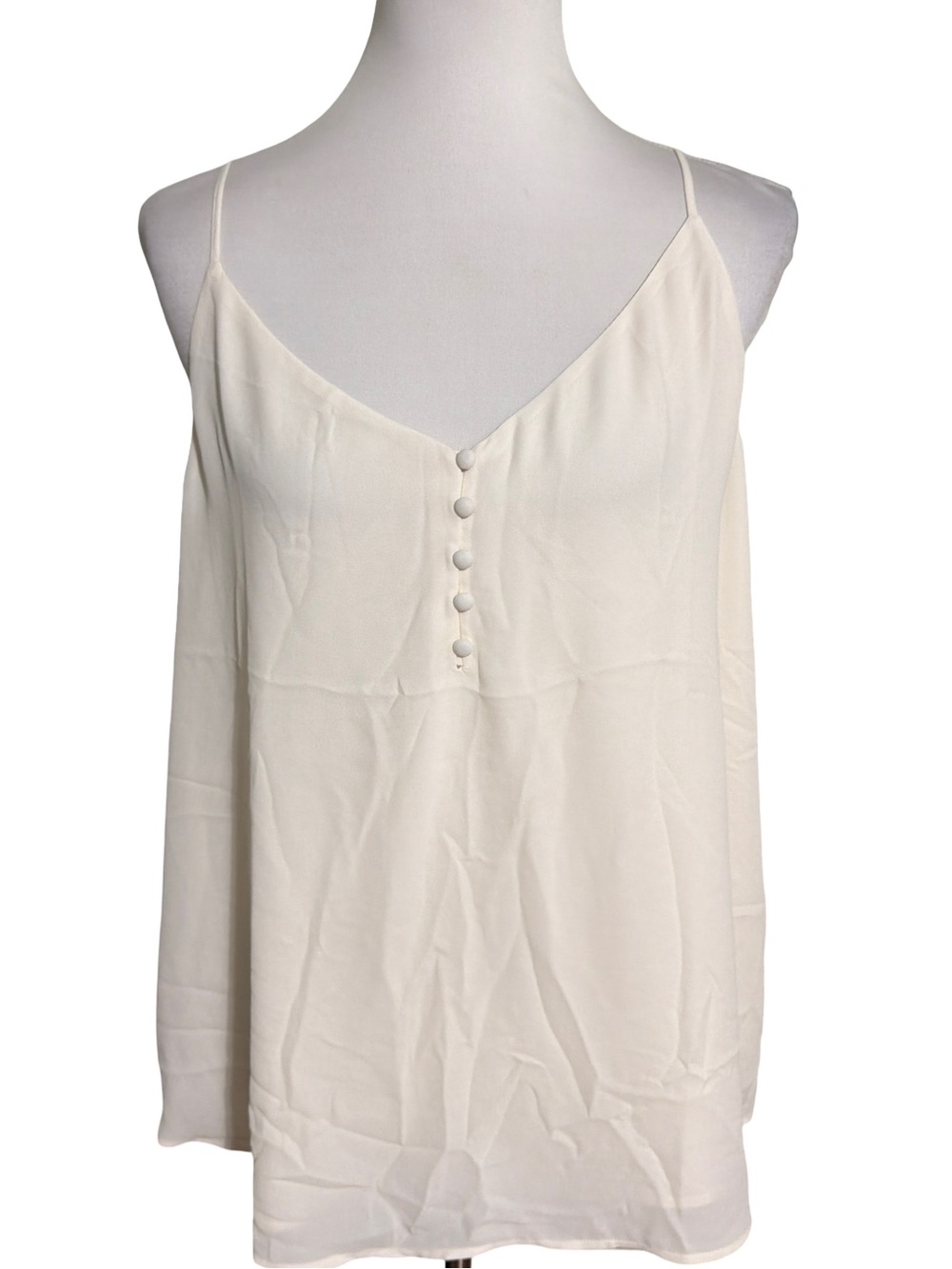 LOFT Cream Spaghetti Strap Button-Front Cami